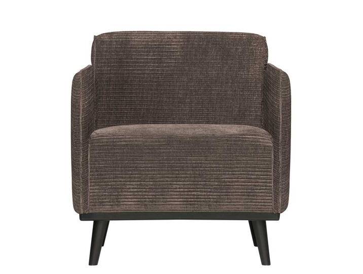 Federkern Sessel in Taupe Rippen Strukturstoff von Basilicana