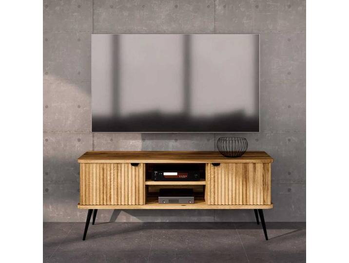 Fernsehboard Wildeiche modern mit Massivholztüren 144 cm breit von Basilicana