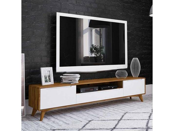 Fernsehkommode in Weiß und Wildeiche 220 cm breit Fernsehkommode in Weiß und Wildeiche 220 cm breit von Basilicana