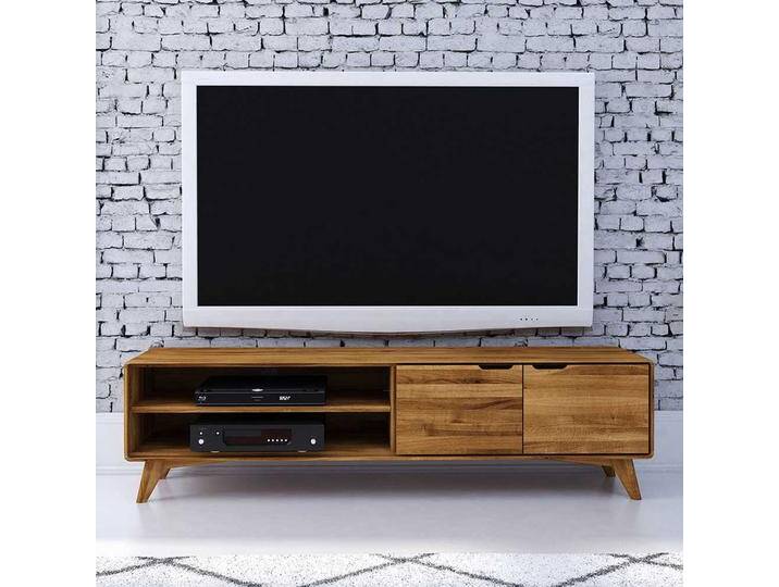Fernsehlowboard aus Wildeiche Massivholz 180 cm breit von Basilicana