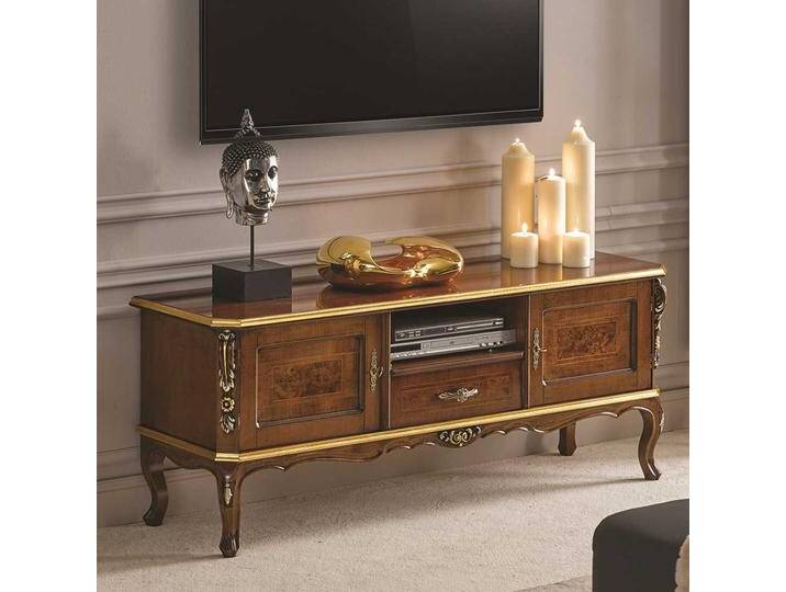 Fernsehunterschrank in Nussbaumfarben einer Schublade und zwei Türen von Basilicana