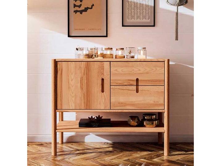 Flur Kommoden aus Wildbuche Massivholz zwei Schubladen und Tür von Basilicana