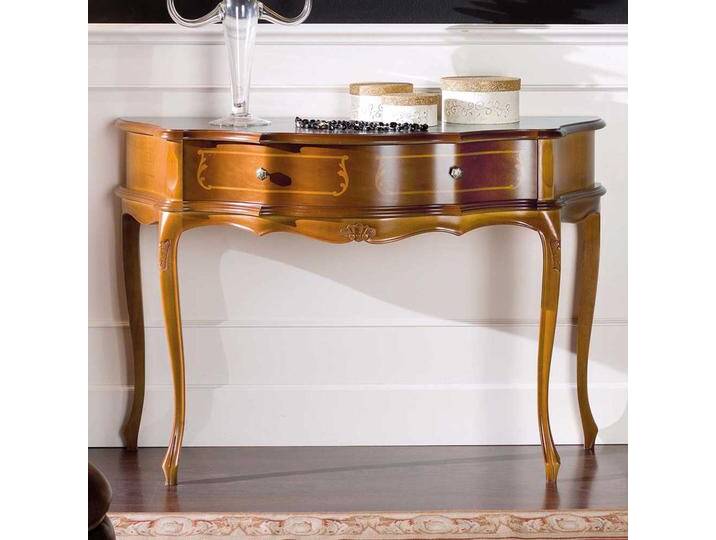Flur Konsolentisch im Barock Look Nussbaum furniert von Basilicana