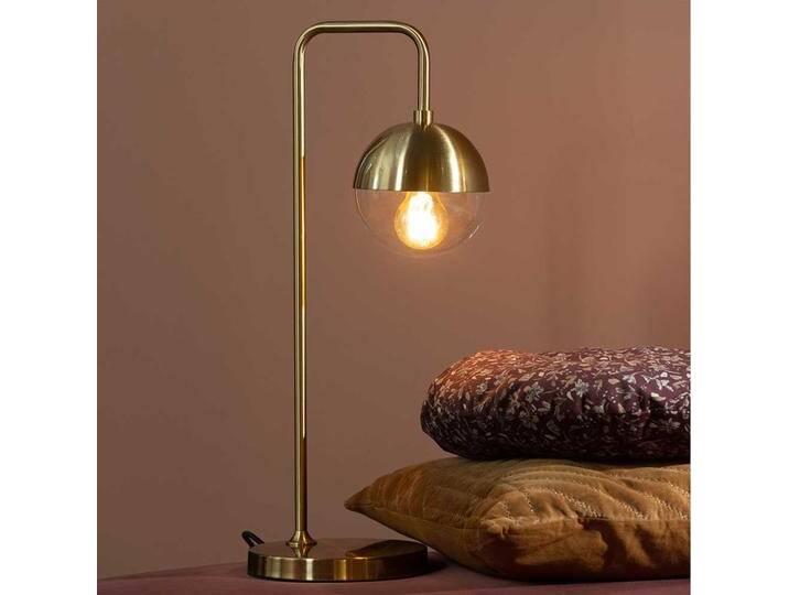 Globe Tischleuchten in Messingfarben Glas & Metall (2er Set) von Basilicana