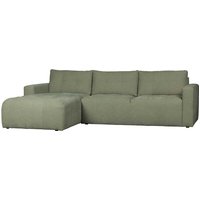 Graugrünes Ecksofa Rücken echt bezogen 280 cm breit - 170 cm tief von Basilicana