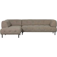 Hellbraun meliertes L Sofa aus Strukturstoff 45 cm Sitzhöhe von Basilicana