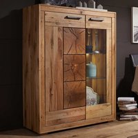 Highboard Vitrine aus Wildeiche Massivholz 135 cm hoch von Basilicana