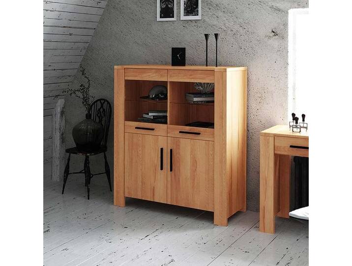 Highboard aus Kernbuche Massivholz mit Glastüren von Basilicana