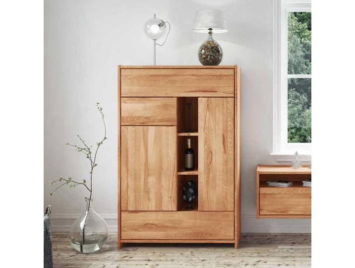 Highboard aus Kernbuche Massivholz mit offenen Fächern von Basilicana
