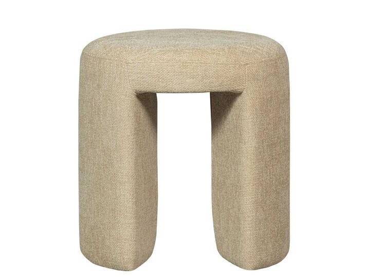 Hocker Polsterhocker aus Chenillegewebe in runder Form (2er Set) von Basilicana