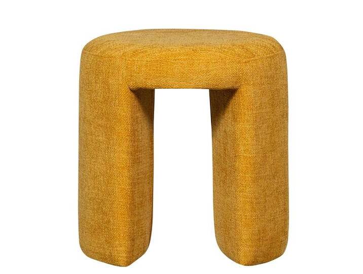 Hocker Polsterhocker in Gelb aus Chenillegewebe (2er Set) von Basilicana