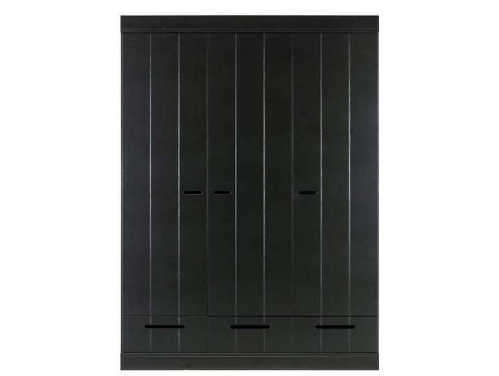 Holzkleiderschrank in Schwarz Kiefer Massivholz von Basilicana