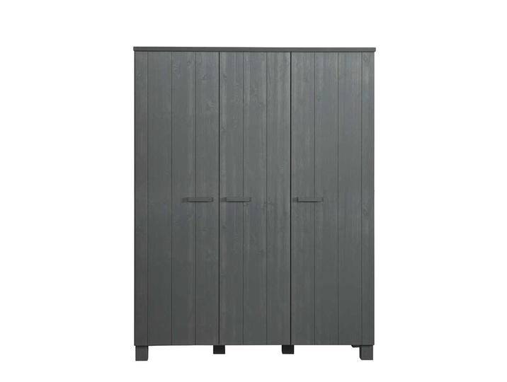 Holzkleiderschrank in dunkel Grau Kiefer Massivholz von Basilicana