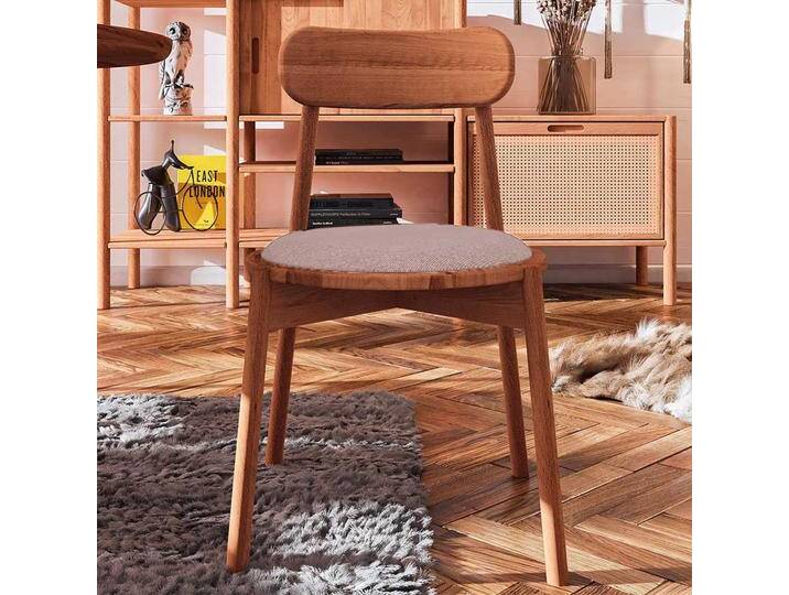 Holzstuhl mit Polster aus Wildbuche Massivholz geölt 47 cm breit (2er Set) von Basilicana