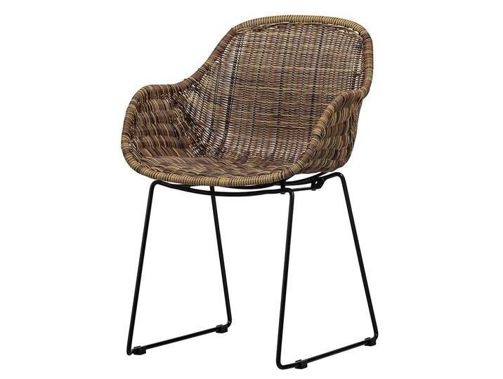 In- und Outdoor Stühle Kunstrattan in Beigegrau Gestell aus Metall (2er Set) von Basilicana