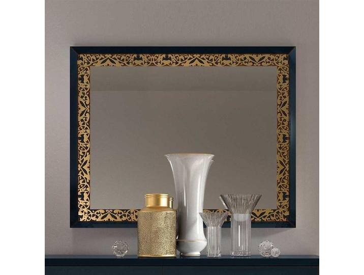 Italienischer Wandspiegel in Dunkelblau und Goldfarben 100 cm breit von Basilicana