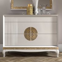 Italienisches Design Sideboard in Weiß Blattgold verziert von Basilicana