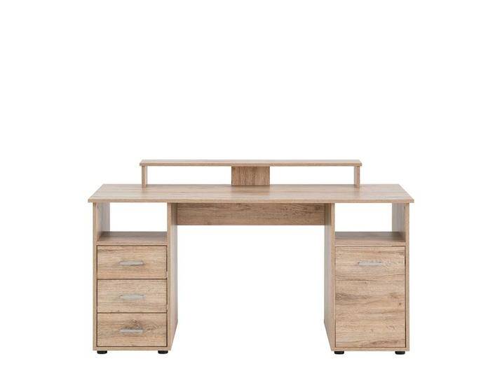 Jugendschreibtisch in Wildeiche Holzoptik Bildschirmaufsatz von Basilicana