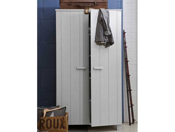 Jugendzimmer Kleiderschrank in Beton Grau Kiefer Massivholz von Basilicana