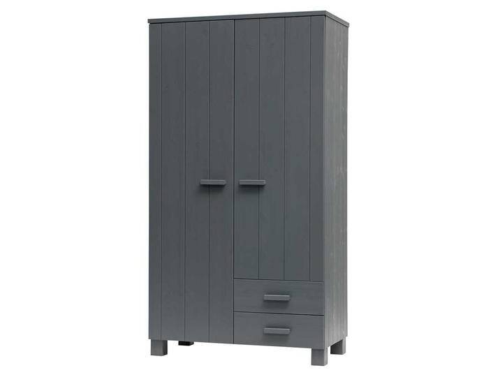 Jugendzimmer Kleiderschrank in Dunkelgrau Kiefer Massivholz von Basilicana