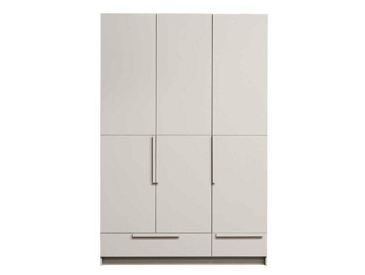 Kleiderschrank Holz in Hellgrau zwei Schubladen von Basilicana