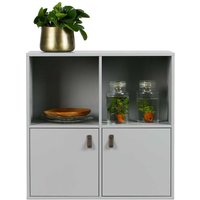 Kleiner Schrank in Grau Kiefer massiv Skandi Design von Basilicana