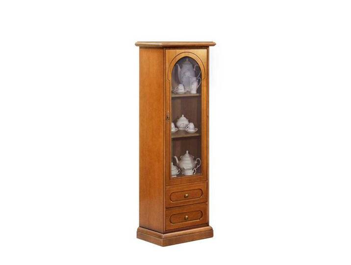 Kleiner Vitrinenschrank in Nussbaumfarben klassischen Stil von Basilicana