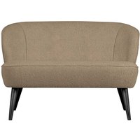 Kleines Sofa aus Webplüsch Beige Vierfußgestell aus Holz von Basilicana