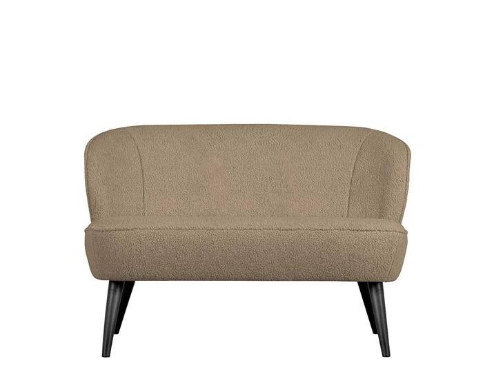 Kleines Sofa aus Webplüsch Beige Vierfußgestell aus Holz von Basilicana