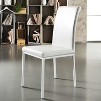 Kunstleder Stuhl in Weiß Stahl (2er Set) von Basilicana