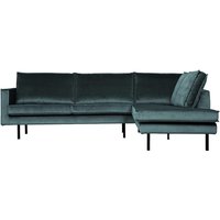 L Sofa in Petrol Samt Retrostil von Basilicana