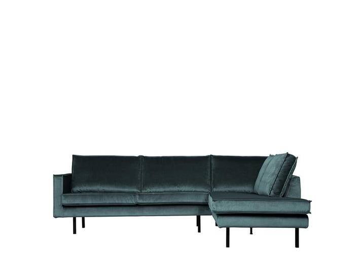 L Sofa in Petrol Samt Retrostil von Basilicana