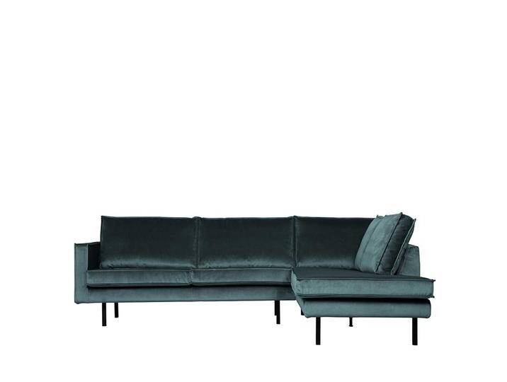 L Sofa in Petrol Samt Retrostil von Basilicana