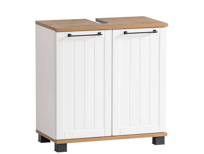 Landhaus Bad Waschtischschrank in Weiß & Eichefarben 62 cm hoch Landhaus Bad Waschtischschrank in Weiß & Eichefarben 62 cm hoch von Basilicana