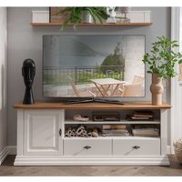 Landhaus TV Sideboard in Eichefarben und Weiß 178 cm breit von Basilicana