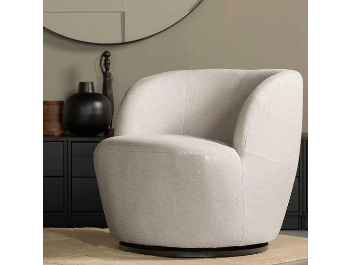 Lounge Einzelsessel Offwhite in modernem Design Sockel drehbar von Basilicana