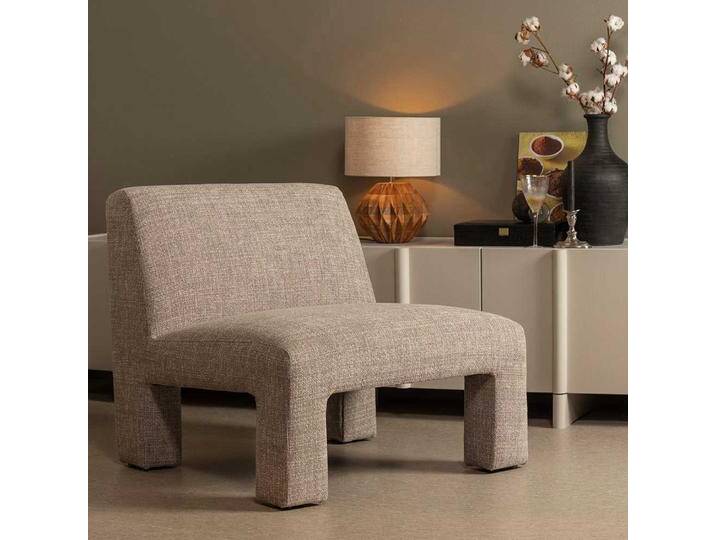 Lounge Sessel Einzelsessel aus meliertem Webstoff mit gepolsterter Rückenlehne von Basilicana