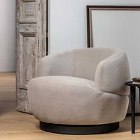 Lounge Sessel Retro - Cordstoff Beige Metallsockel drehbar von Basilicana