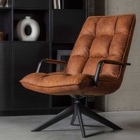 Lounge Sessel drehbar in Cognac Braun und Schwarz Retrostil von Basilicana