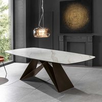 Luxus Esszimmer Tisch in Creme und Schwarzbraun Platte aus Glas und Keramik von Basilicana