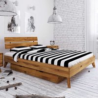Massivholz Bett aus Wildeiche geölt Bettkasten von Basilicana