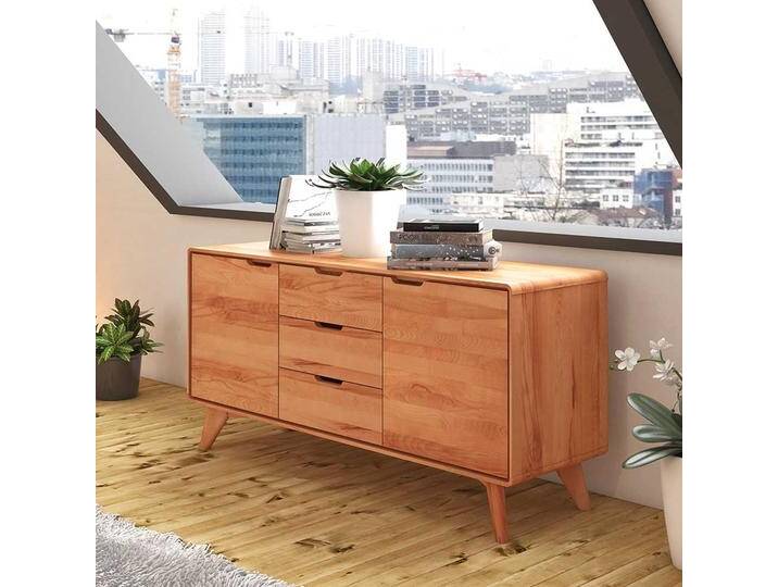 Massivholz Sideboard aus Kernbuche geölt Grifflöchern von Basilicana