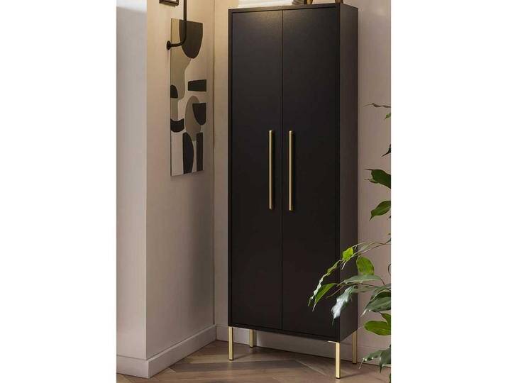 Moderner Badhochschrank in Schwarz und Gold Made in Germany von Basilicana