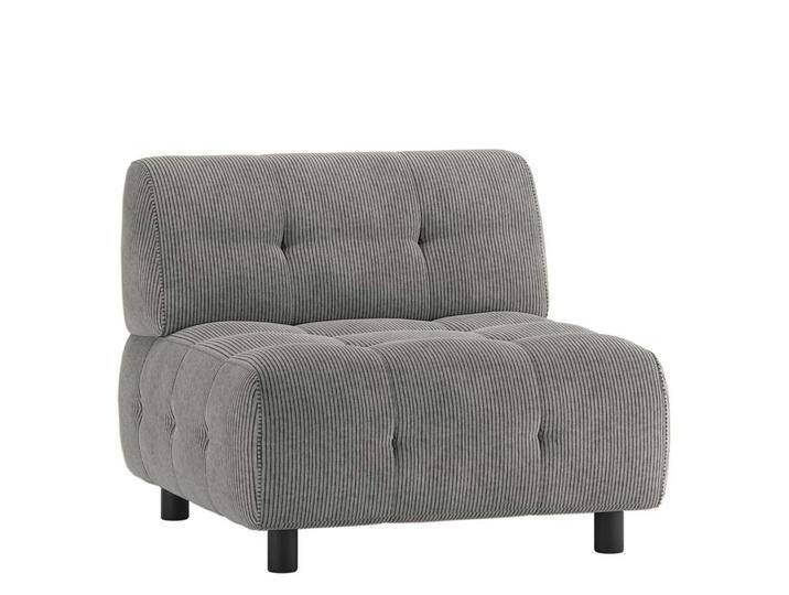 Modul Sofa Element in Graugrün Cord Vierfußgestell aus Holz von Basilicana