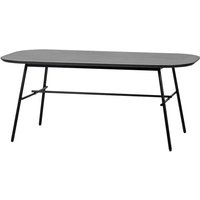 Ovaler Esszimmer Tisch aus Mangobaum Massivholz und Metall 180 cm breit von Basilicana