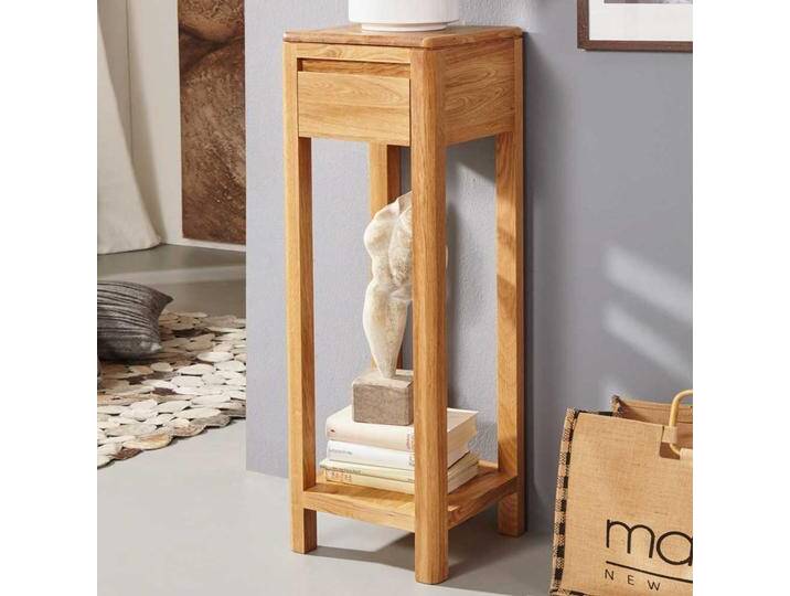 Pflanzensäule aus Wildeiche Massivholz Schublade von Basilicana