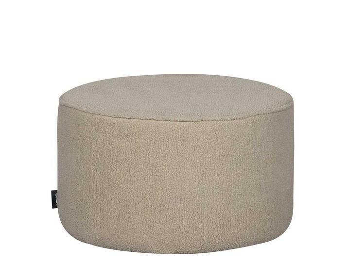 Plüsch Hocker in Offwhite 60 cm Durchmesser von Basilicana