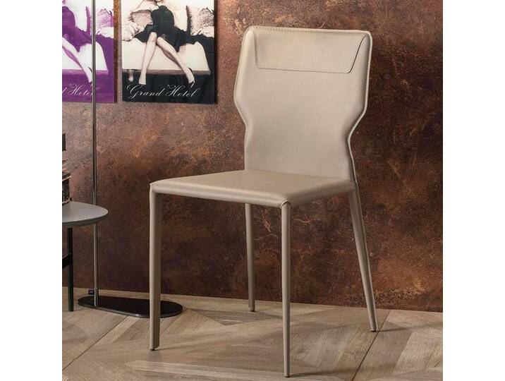 Polsterstühle in Taupe Kunstleder Metallgestell (2er Set) von Basilicana