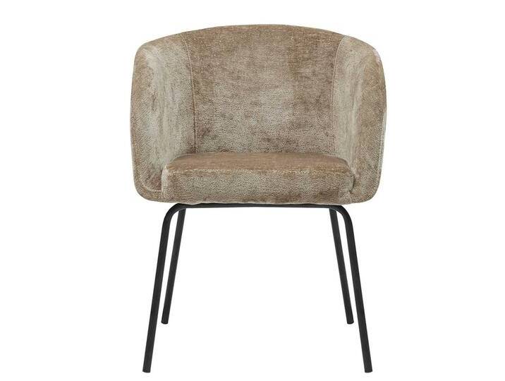 Polsterstuhl Esszimmer Set in Beige Struktursamt Gestell aus Metall (2er Set) von Basilicana