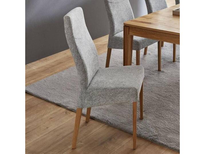 Polsterstuhl Hochlehner aus Flachgewebe und Eiche Massivholz (2er Set) von Basilicana